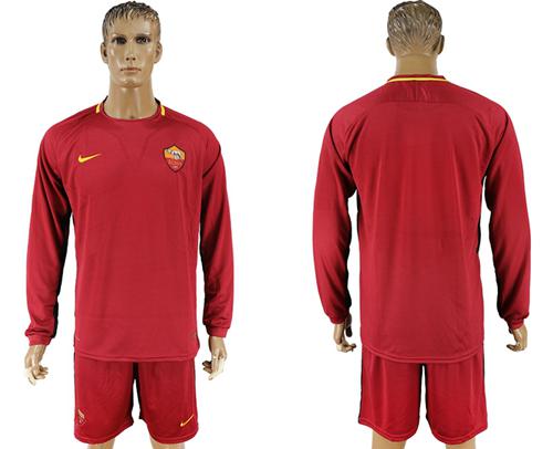 Roma Blank Home Long Sleeves Soccer Club Jersey - Click Image to Close